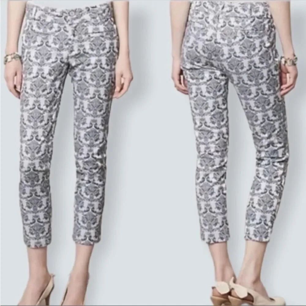 Anthropologie Cartonnier Charlie Ankle Brocade Pattern Pants